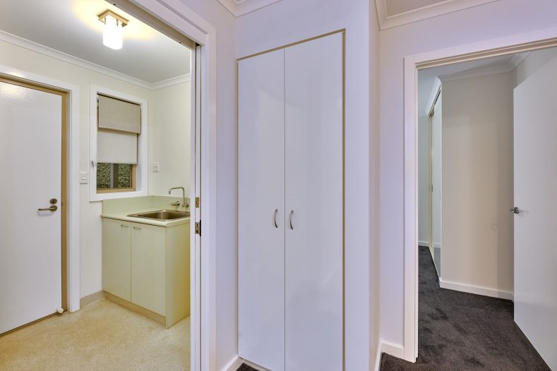 The image shows several rooms and the bathroom area in the house.