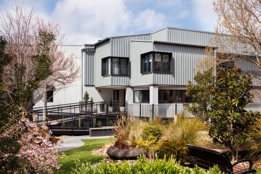 Garden area of the site, with the buildings in sight