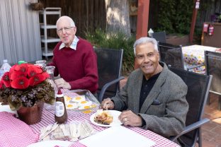 Two customers are pictured having lunch together.