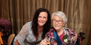 Sharon Levey pictured with resident