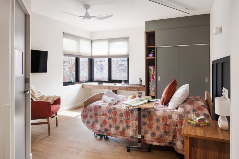 A bedroom in the new Reservoir Wing is captured.