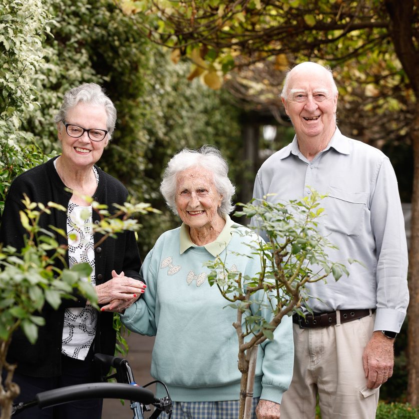 Residents and volunteer pictured