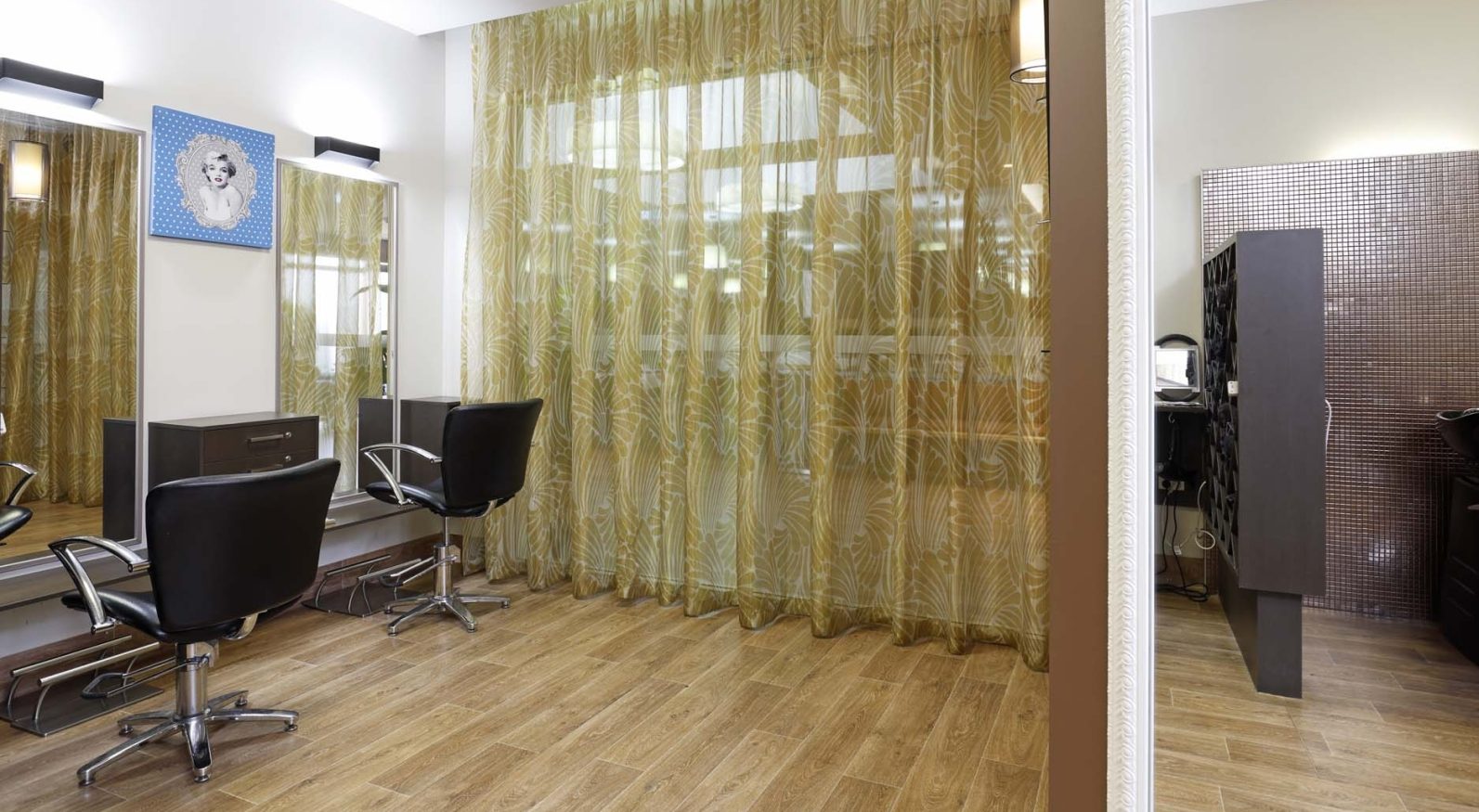 Hair salon with salon chairs