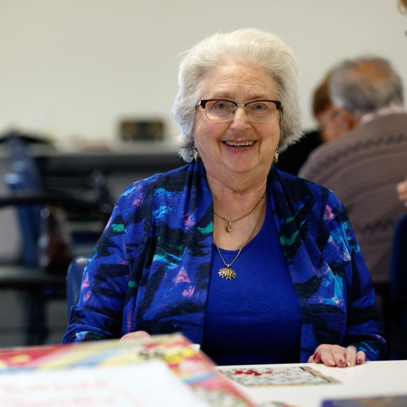 Social connections customer is pictured while playing games.