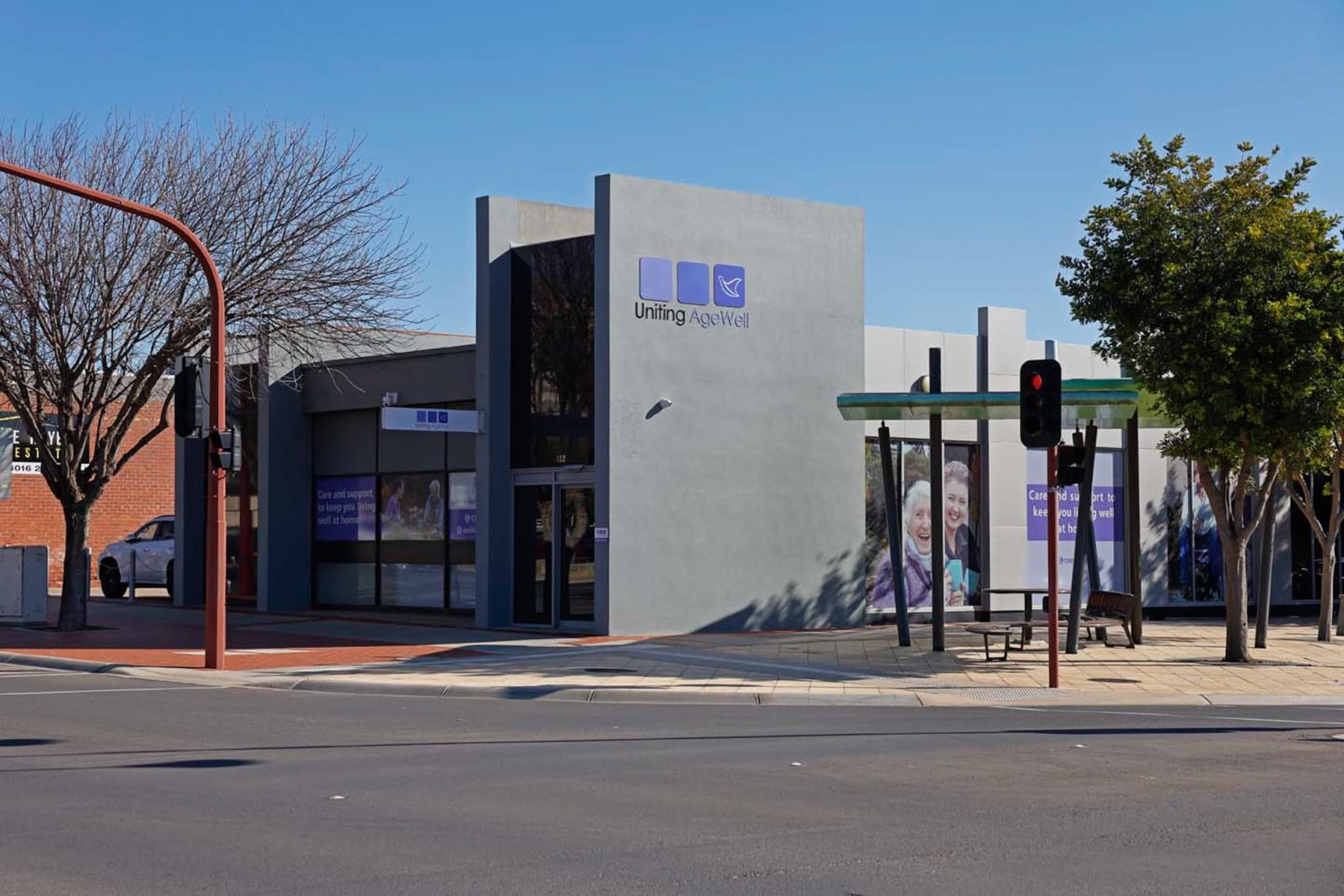 The Uniitng AgeWell home care office is photographed across the street.