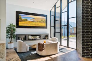 The fireplace area is photographed.