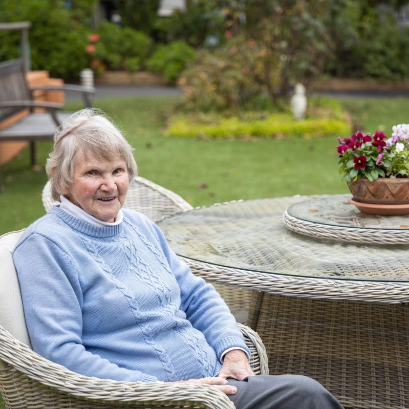 A customer is pictured sitting in the garden of Yernga