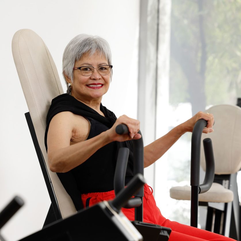 A customer is pictured using the equipments at senior gyms