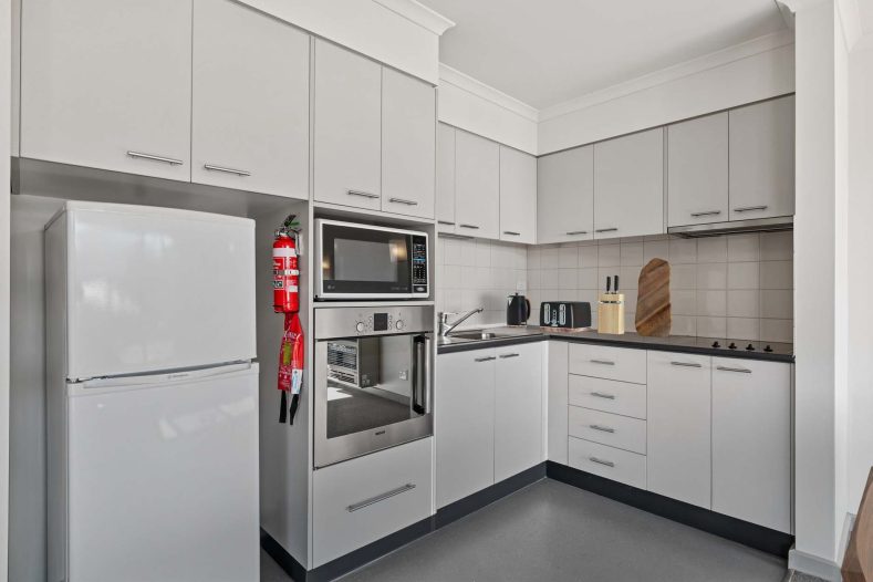 The kitchen is photographed