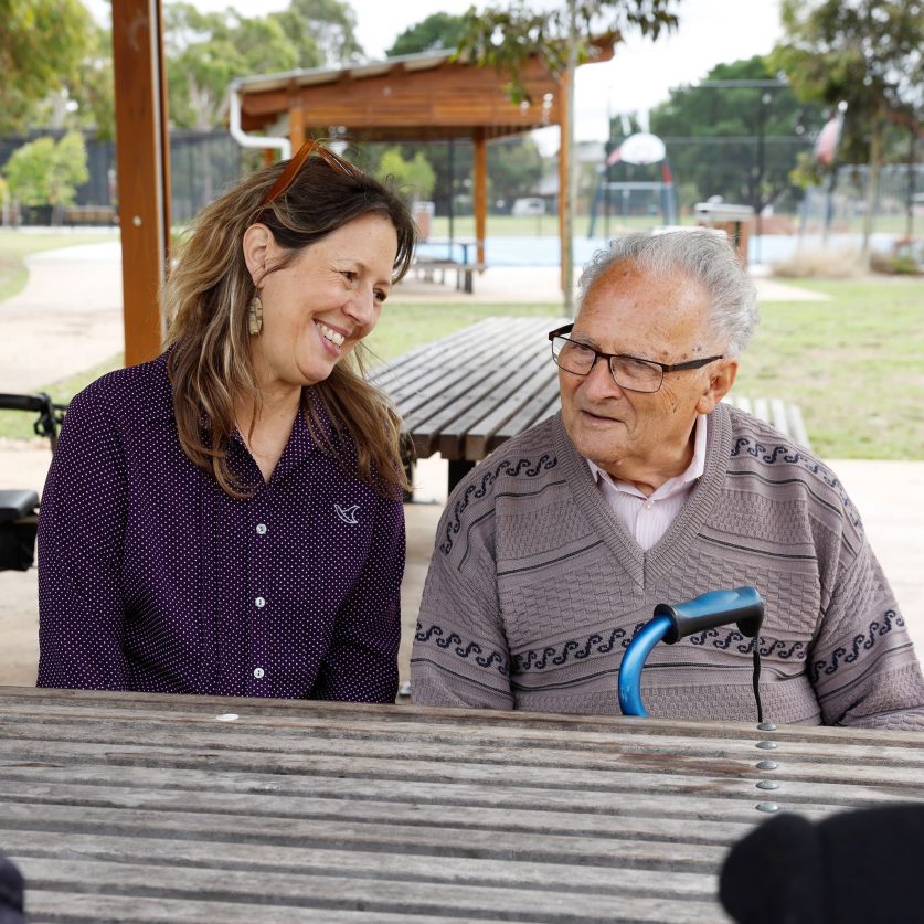 Social connections customer and staff are pictured at the park.